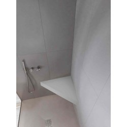 Banc d'angle pour douche en solid surface lisse - coloris blanc