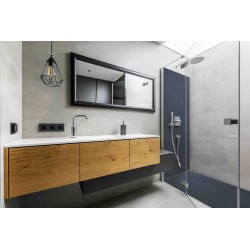 Receveur résine imitation ardoise - grille caniveau excentrée