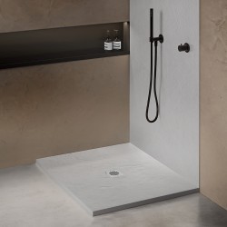 Receveur résine imitation ardoise - grille carrée centrée