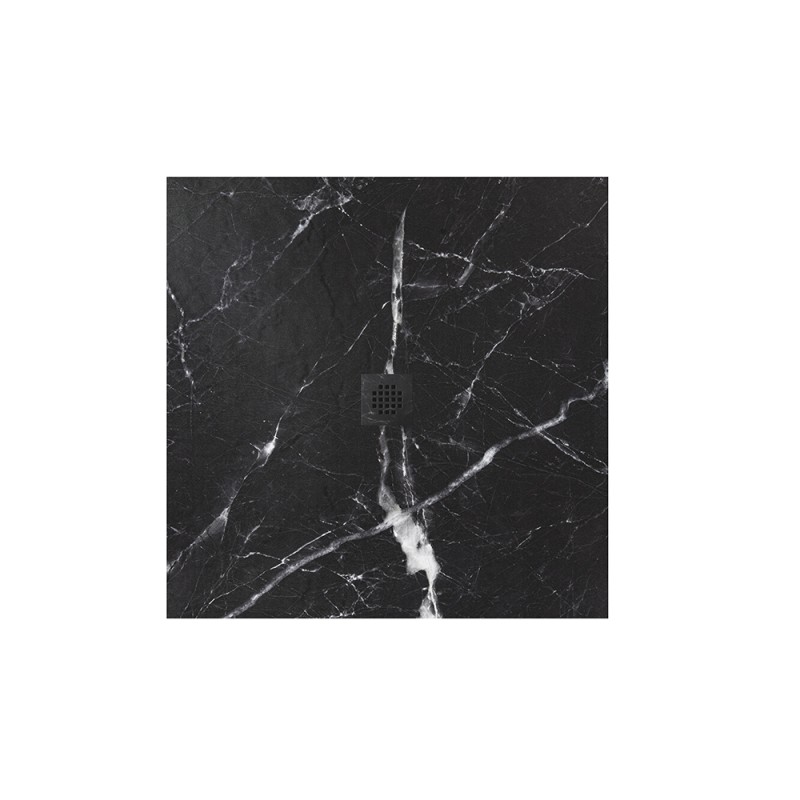Receveur marbre noir grille carrée