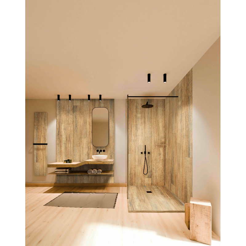 Receveur résine aspect bois chene clair avec caniveau